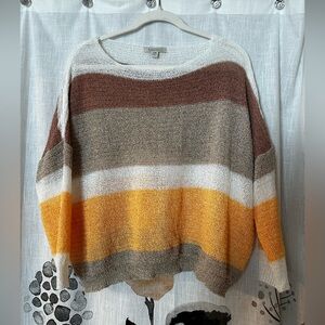 Cozy Casual Women's Striped Sweater - Brown, Tan, Yellow